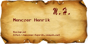 Menczer Henrik névjegykártya